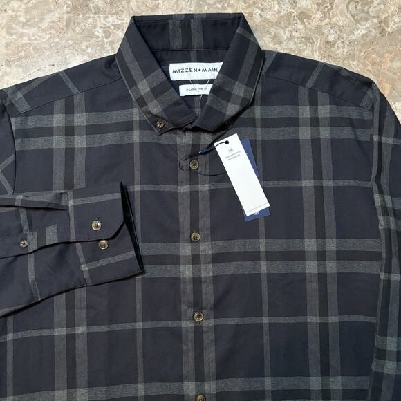Mizzen Main Shirt Mens XL Trim Fit Proctor Long Sleeve Button Performance NEW - Picture 1 of 12
